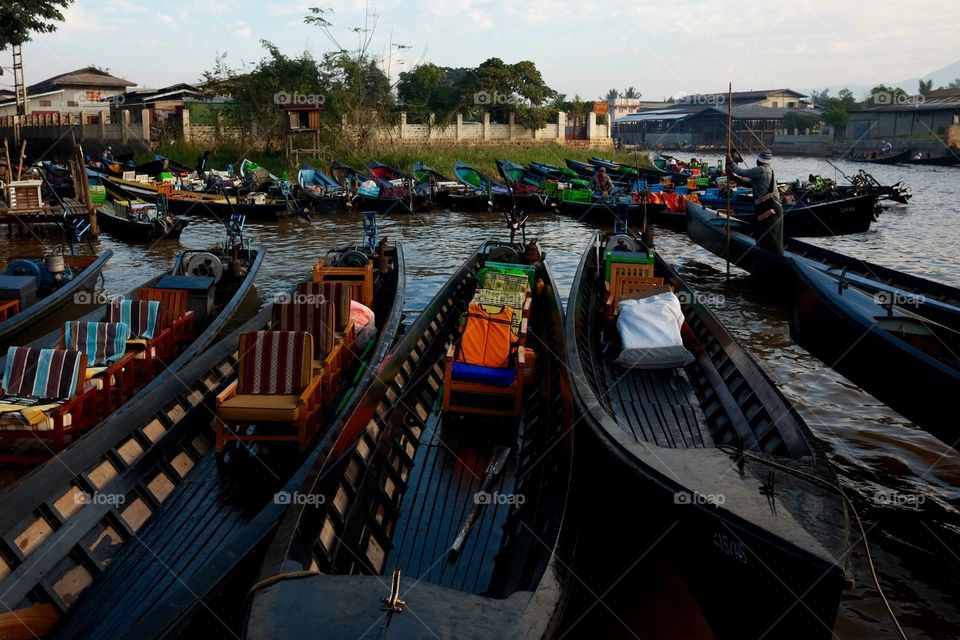 Tour boats in inle lake myanmar