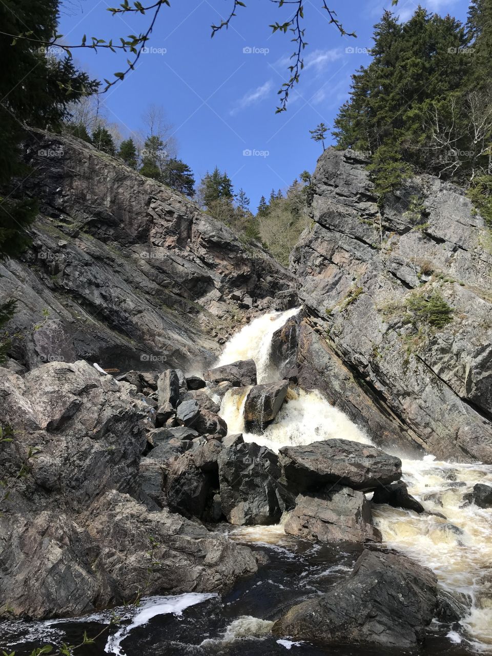 A waterfall, desperate for the next rain fall. Nova Scotia, Canada.