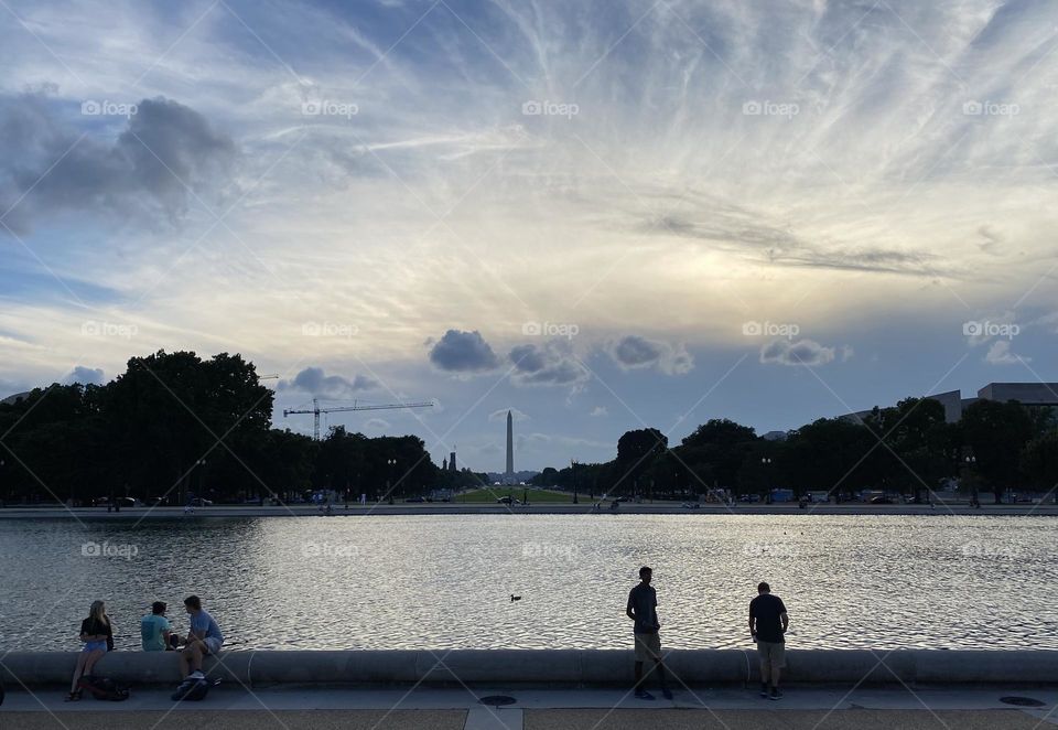 Washington Monument at a distance evening 