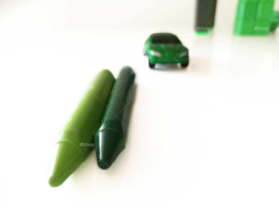 Close-up of green pastel crayon