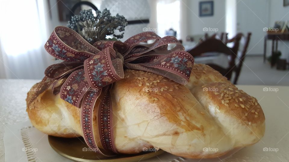 A loaf of bread is delicious in and of itself. The bow just makes it extra special.