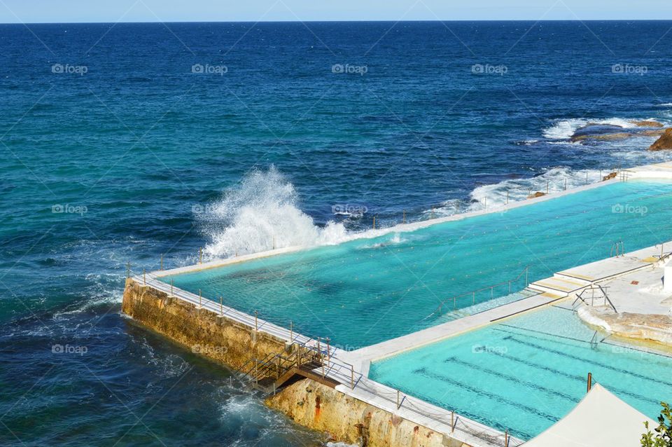 High angle view of swimming pool