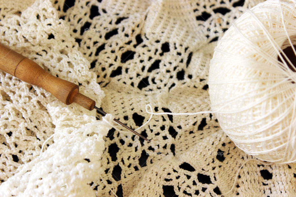 Directly above view of white doily