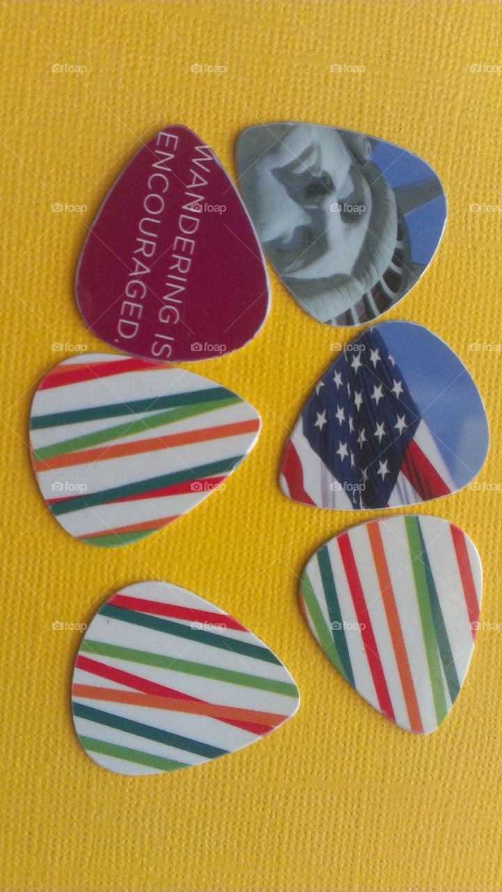 Colorful Guitar Picks. I make upcycled Guitar Picks, these are the newest awesomely colored in my shop, also makes for a great musician background, cover photo, etc.  