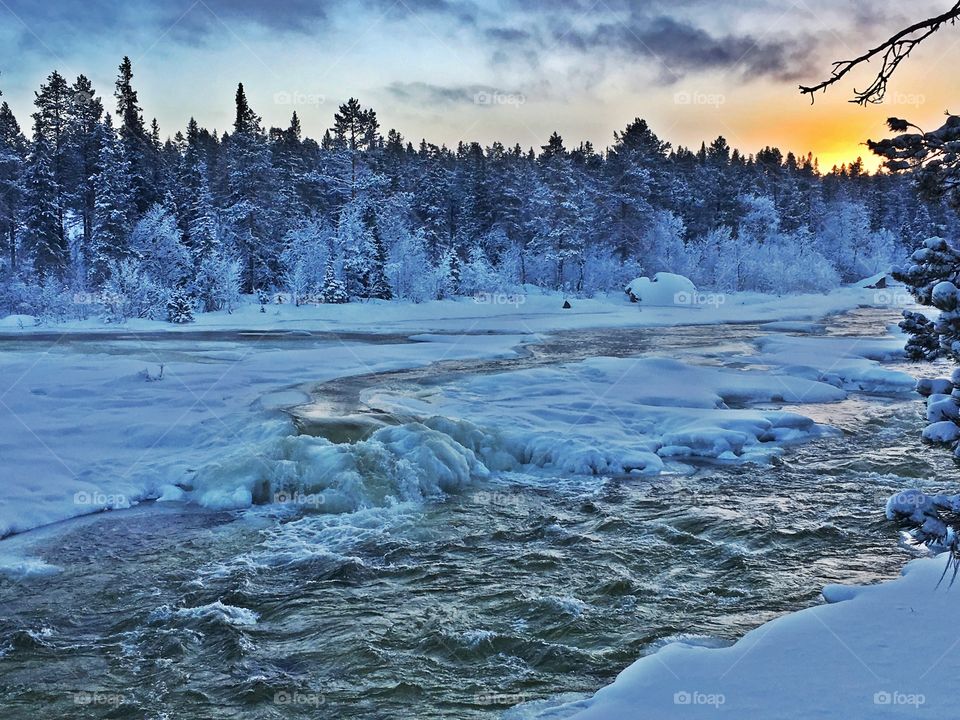 River in snowy landscape 