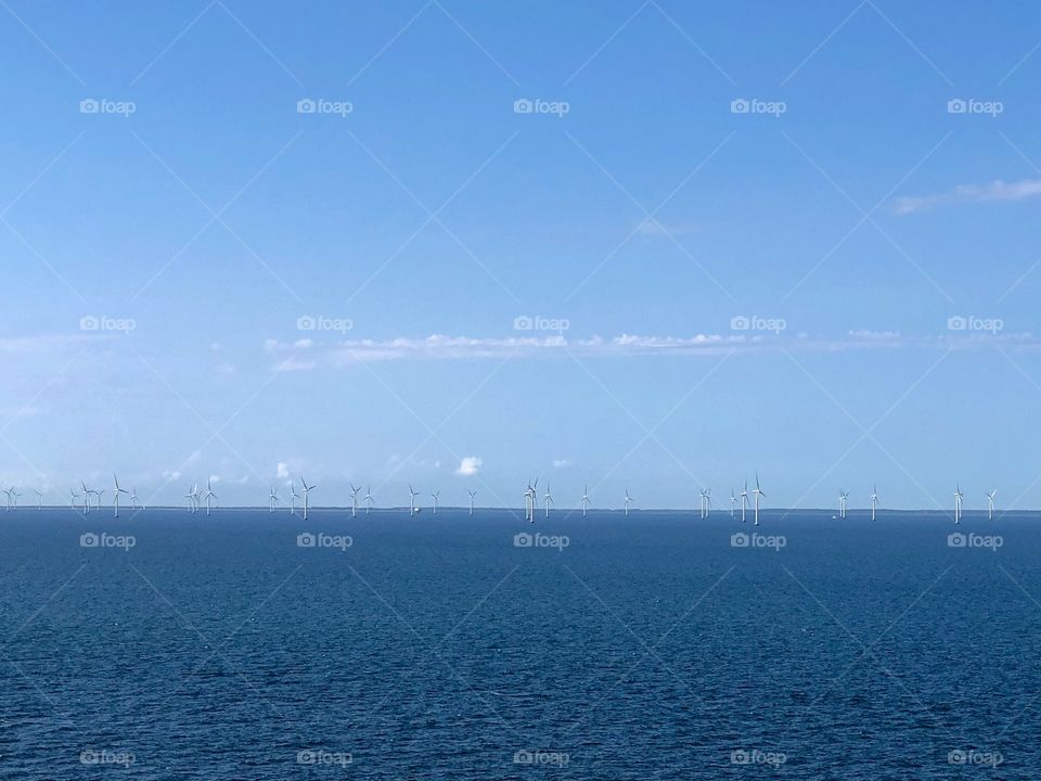 Aeolic power towers in the middle of Baltic Sea