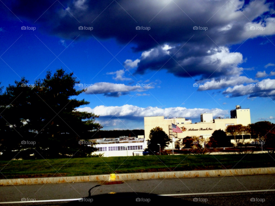 sky blue clouds american flag by jmh