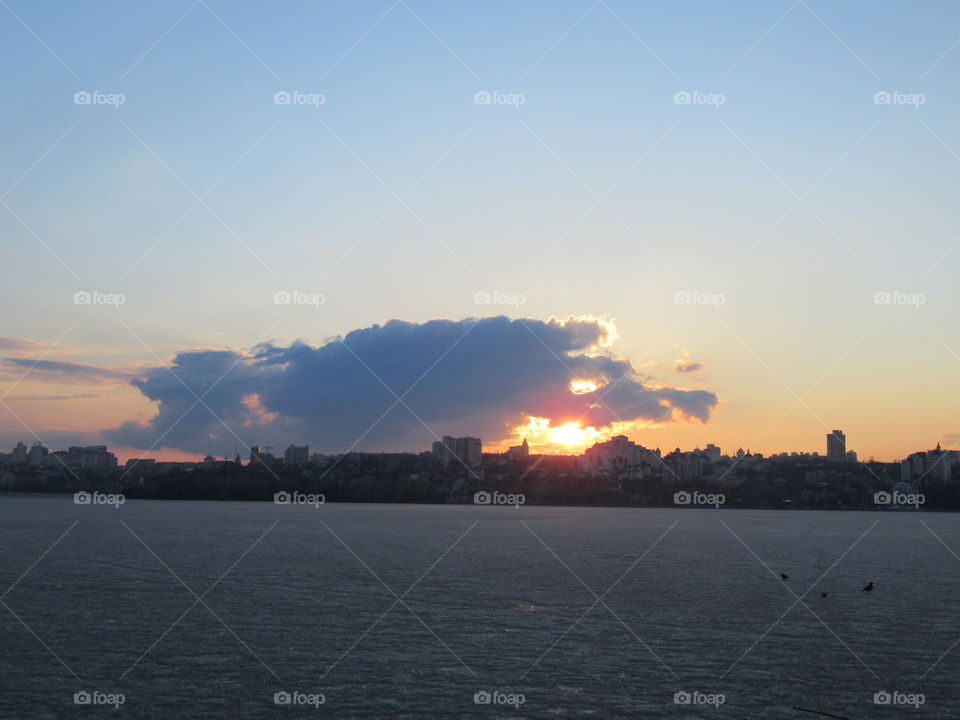 clouds, clouds, sun at sunset, spring sky