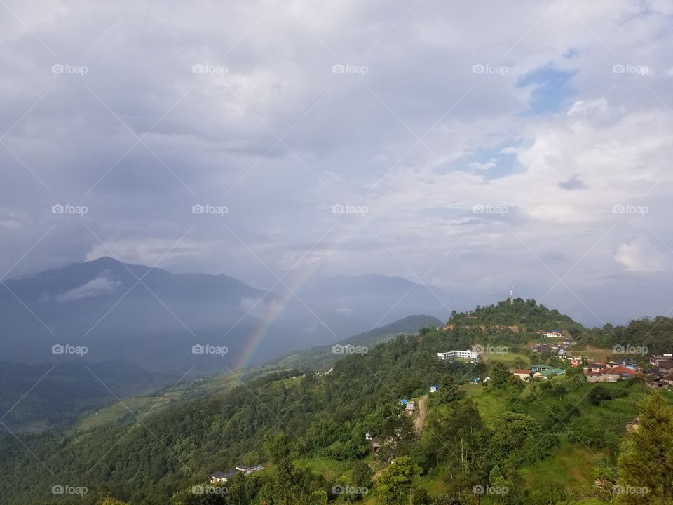rainbow in Himalayan mountains