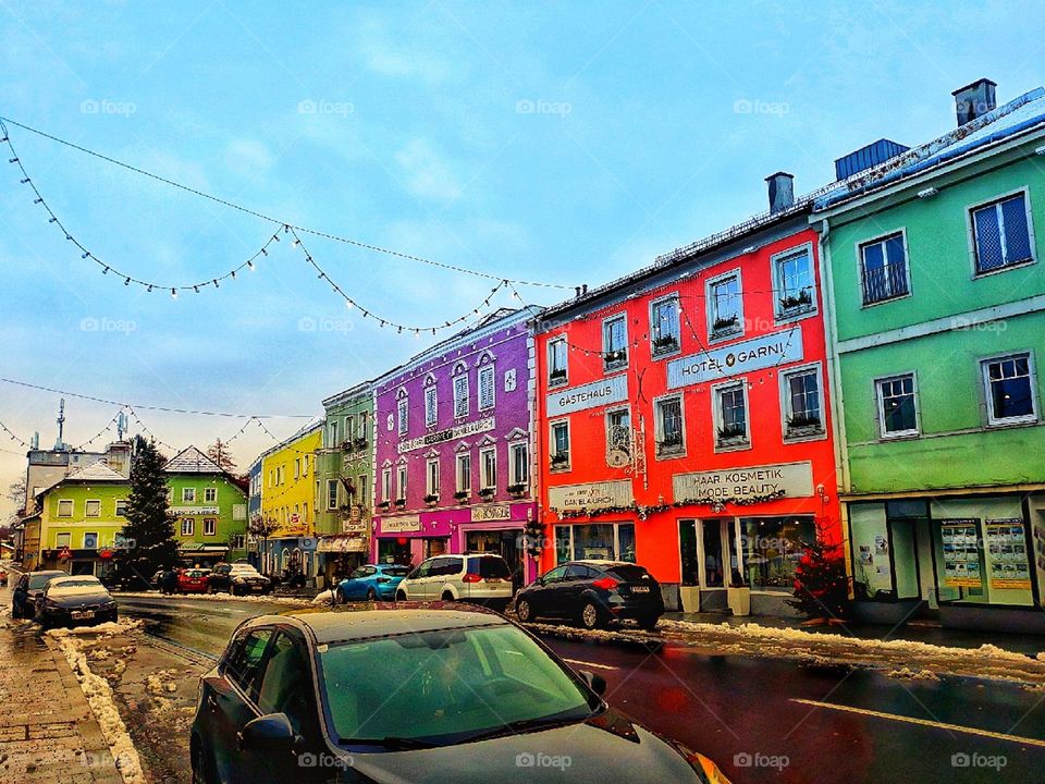 Colorful city during holiday season