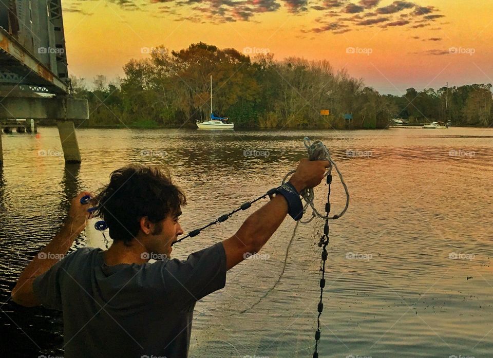 Fisherman with a cast net