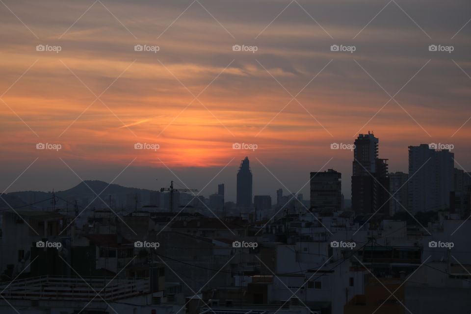 sunset over the city