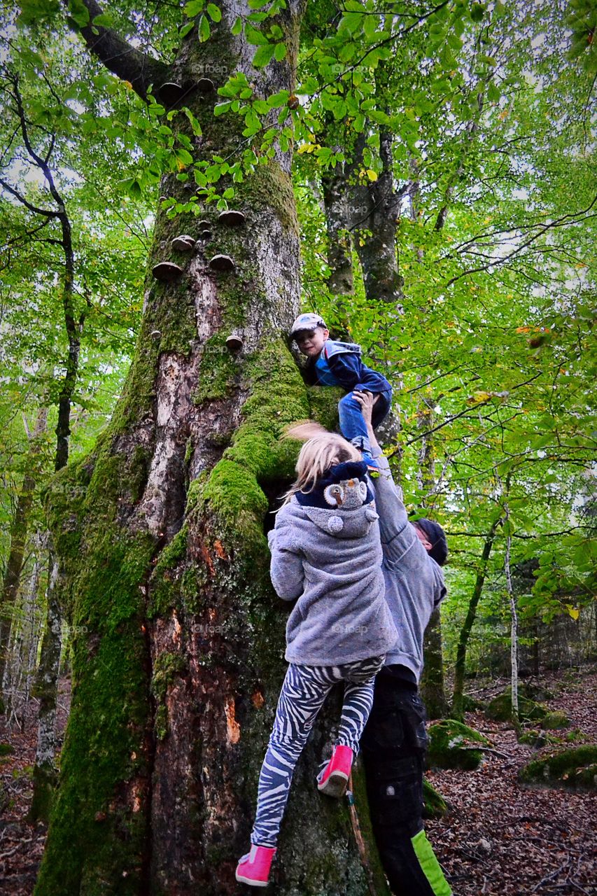 Family in the forest