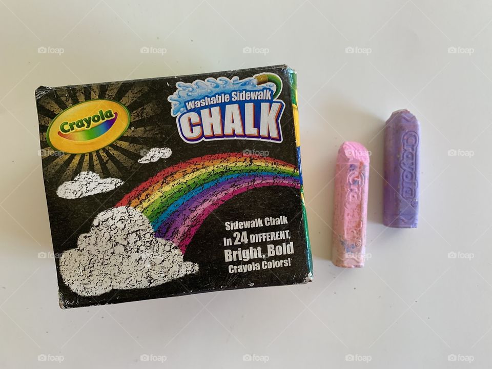 Crayola sidewalk chalk on white background 