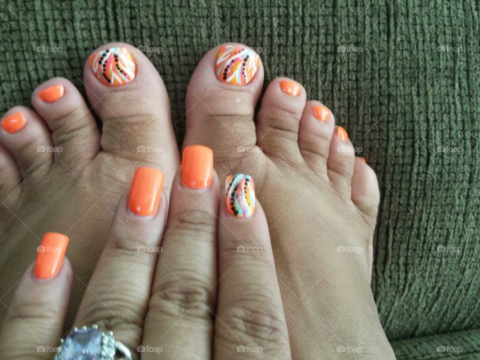 Nailed it on feet in Orange