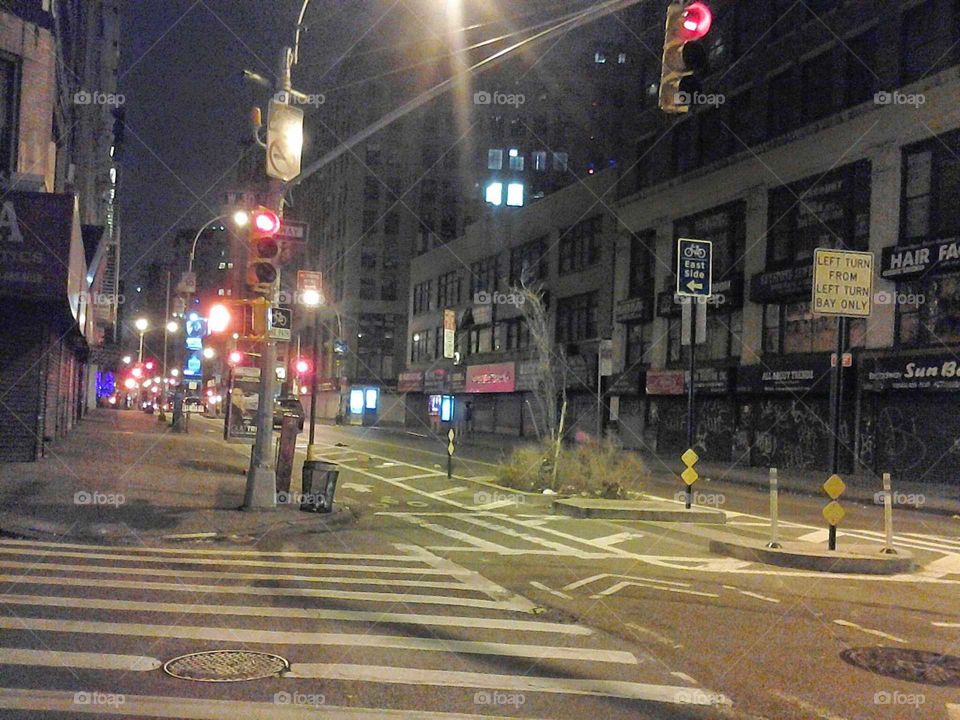 Midtown Midnight. A single quiet Avenue in Midtown Manhatten