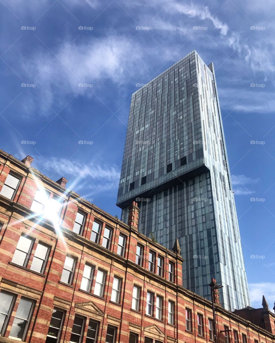 Taken in Manchester, this is the Hilton Hotel, captured on a glorious sun filled day, complete with lens flare bouncing off the nearby building