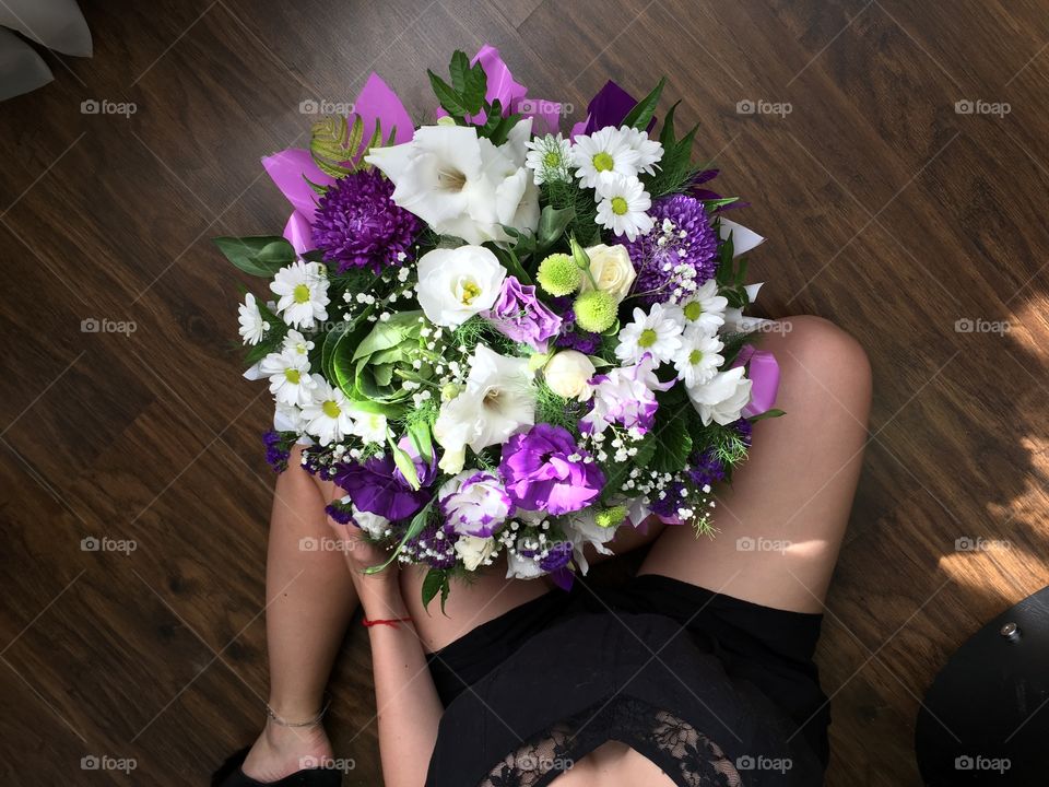 Woman with beautiful bouquet 