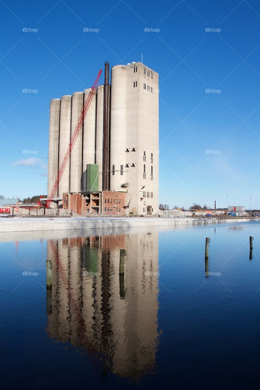 Silo at the harbor in Norrtälje, Sweden 