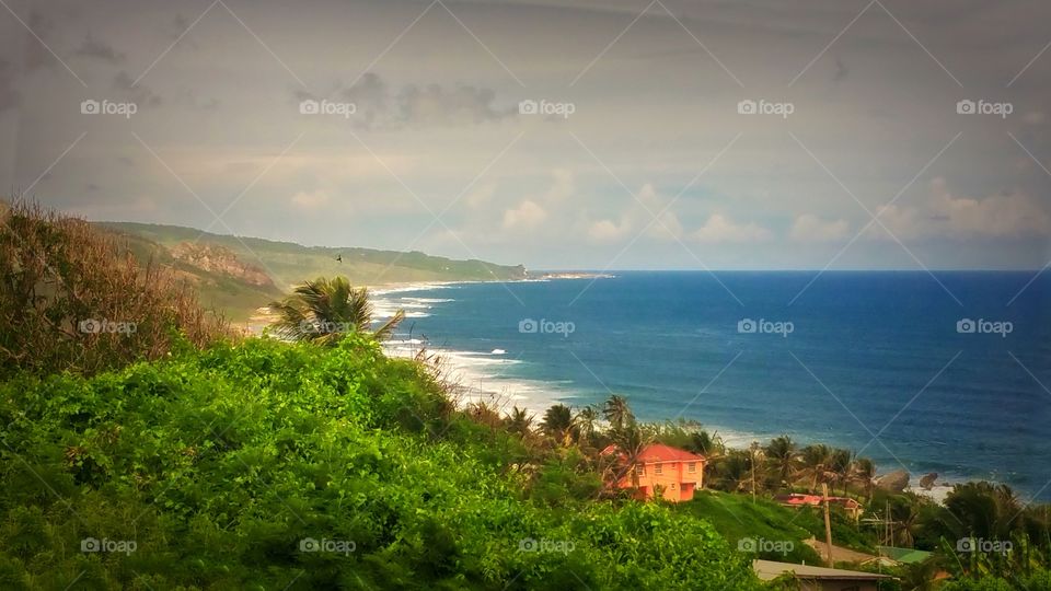 view of island and north Atlantic ocean Barbados