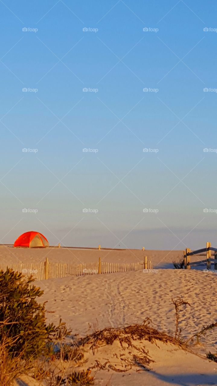 camping on the sand