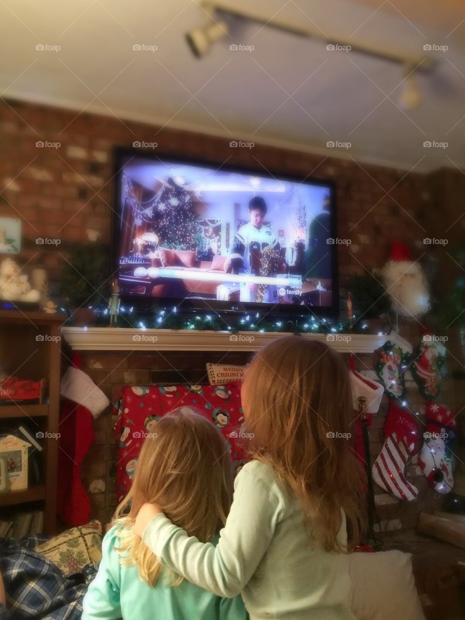 Sisters watching holiday movies 