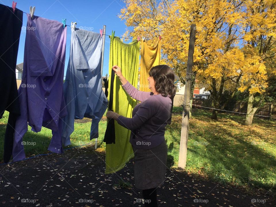 Putting the washing out to dry 