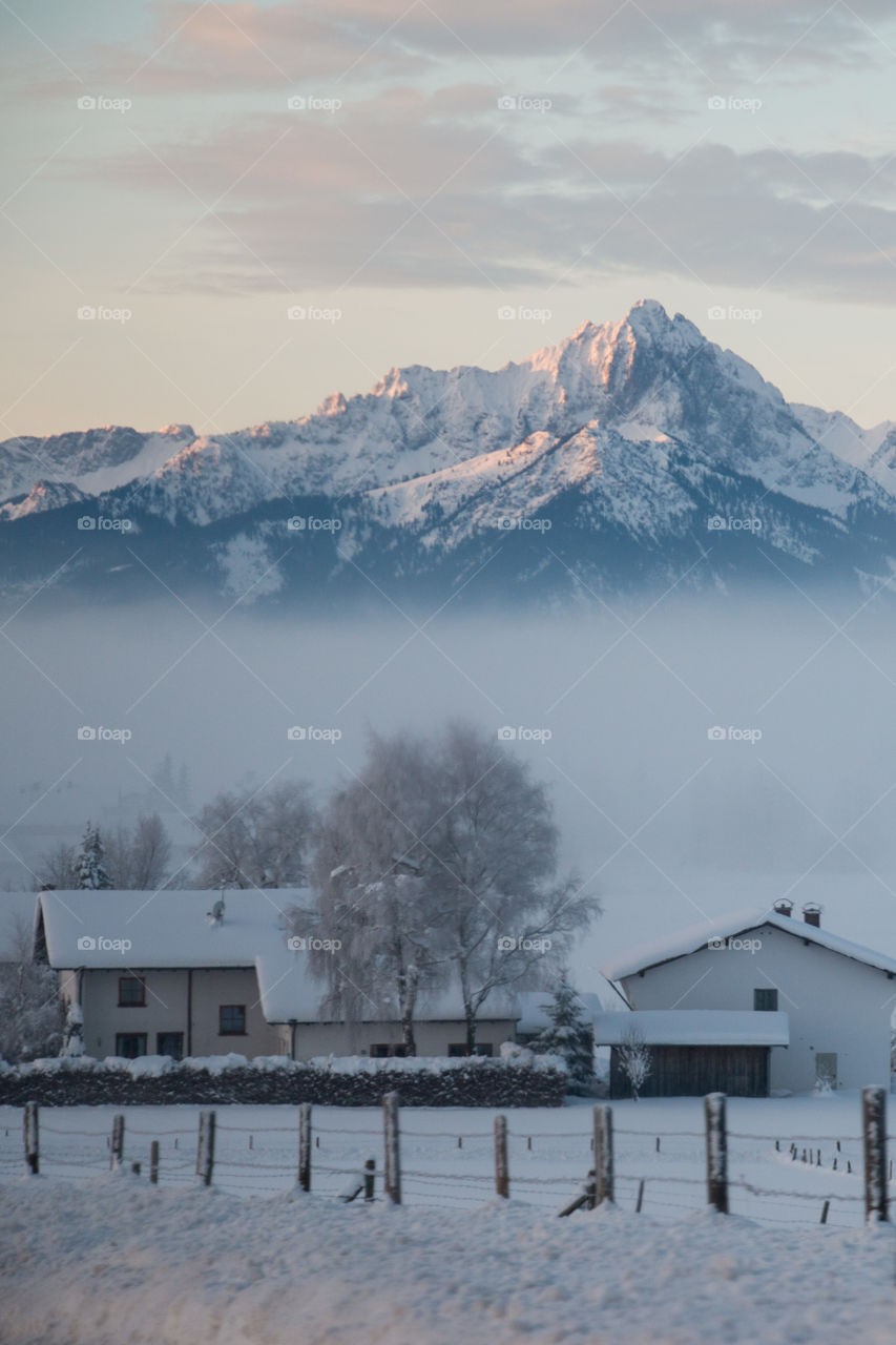 A foggy town in Bavaria