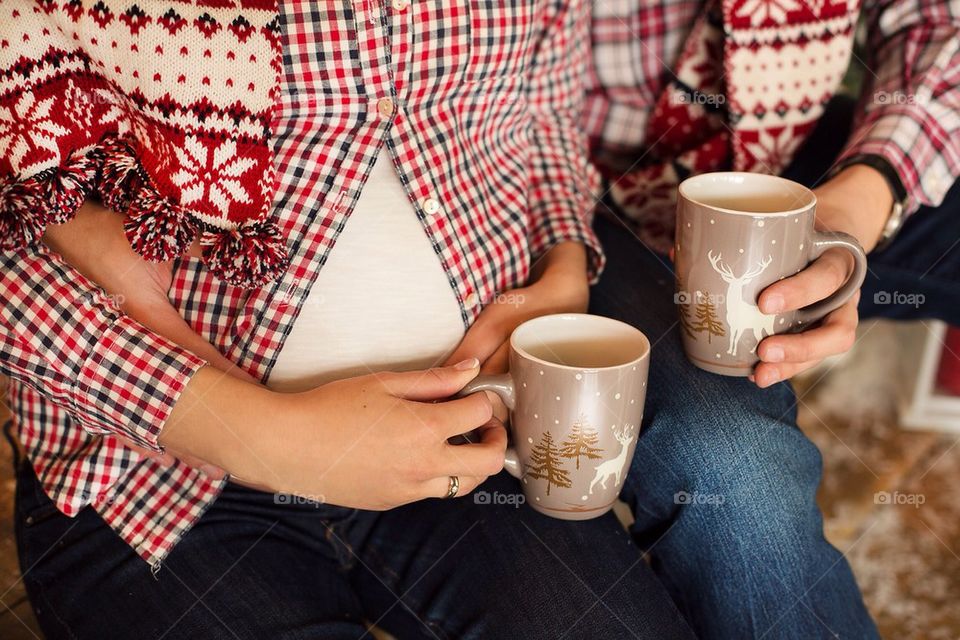 Holding coffee cup