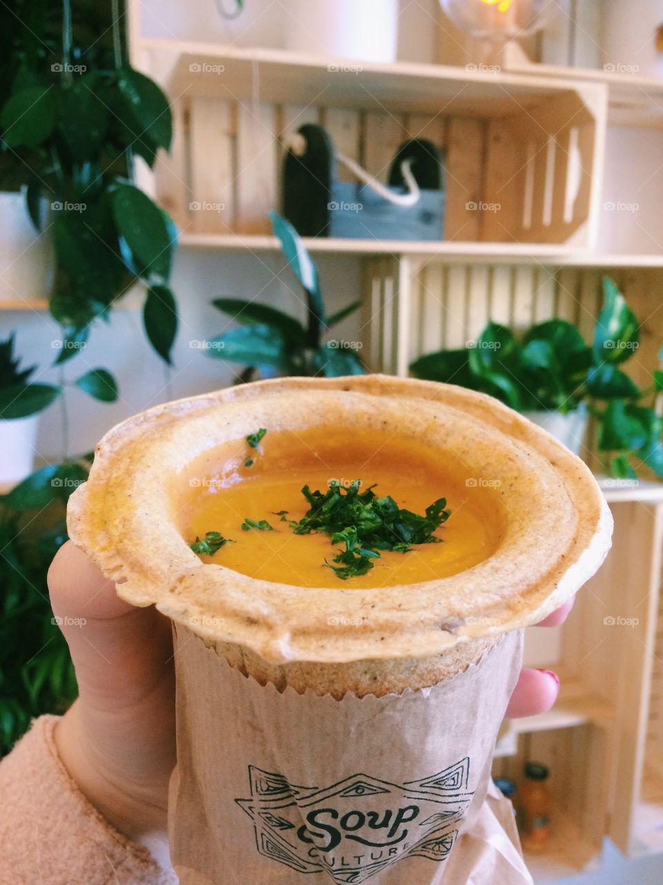 Soup in a eatable cup 