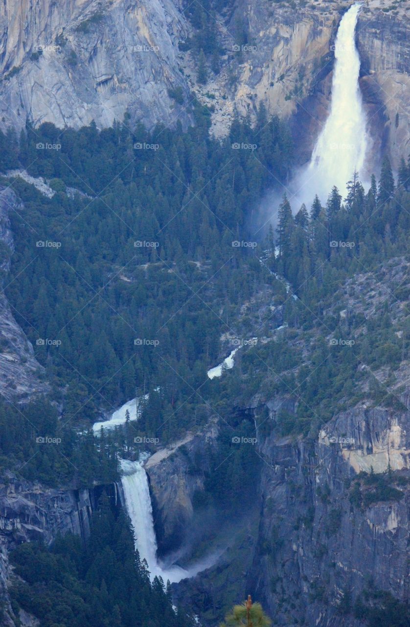 Nevada and vernal falls from glacier point 