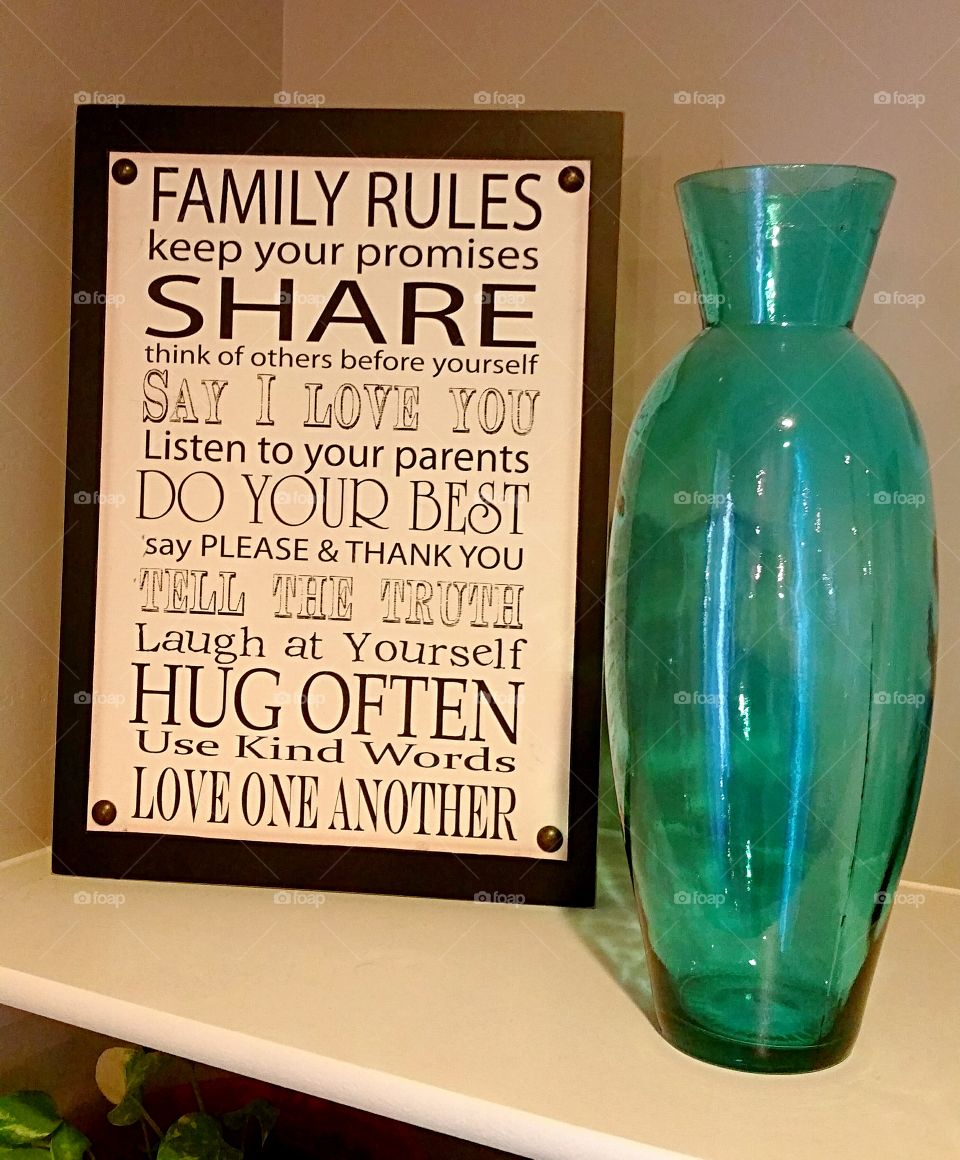 family rules and glass jar