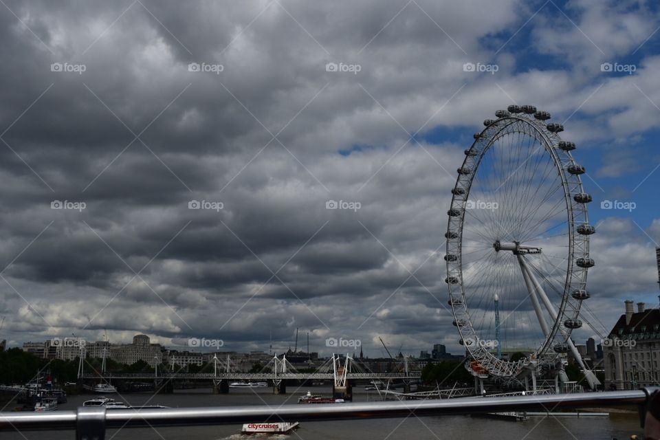 Gloomy day at the London Eye in London, England