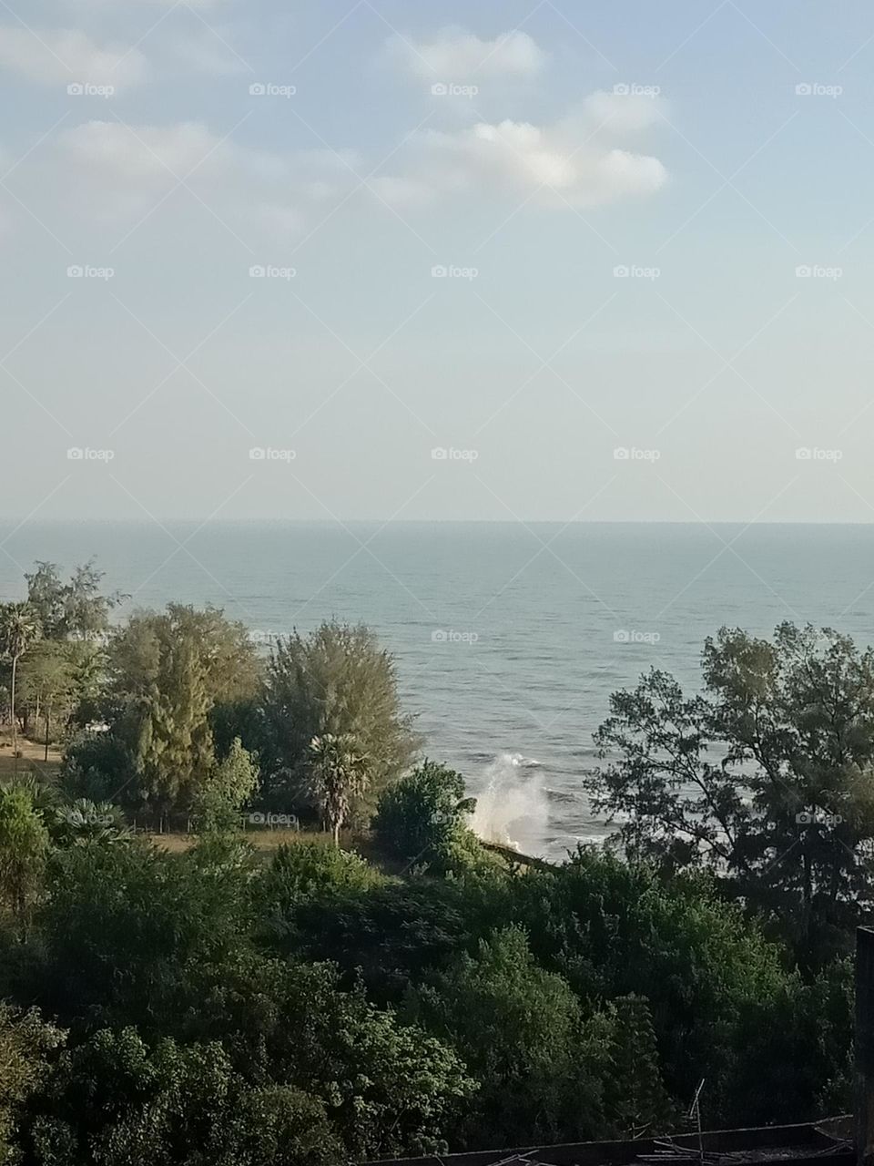 High tide with strong wave at beach