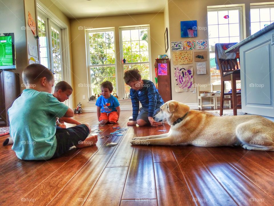 Kids At Home With The Family Dog
