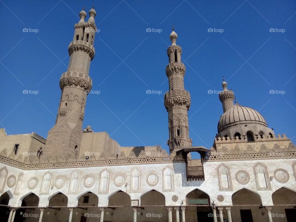 An old beautiful mosque with blue sky background 