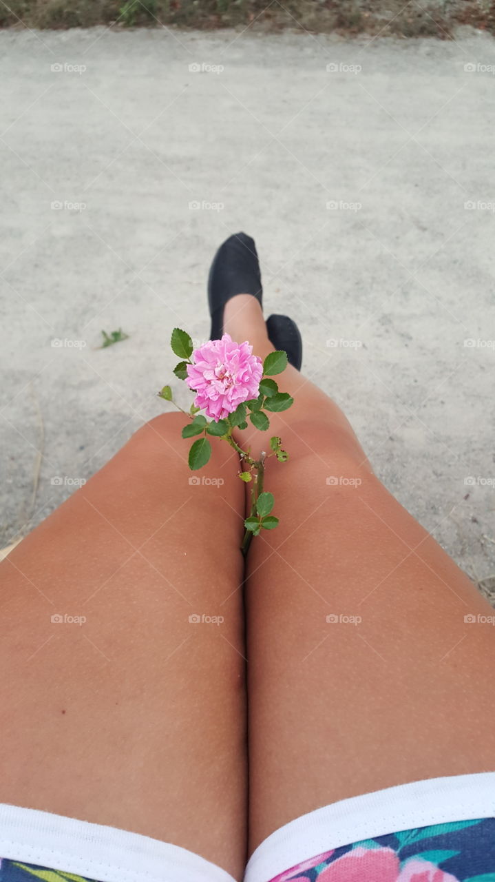 Foot, Girl, People, Woman, Flower