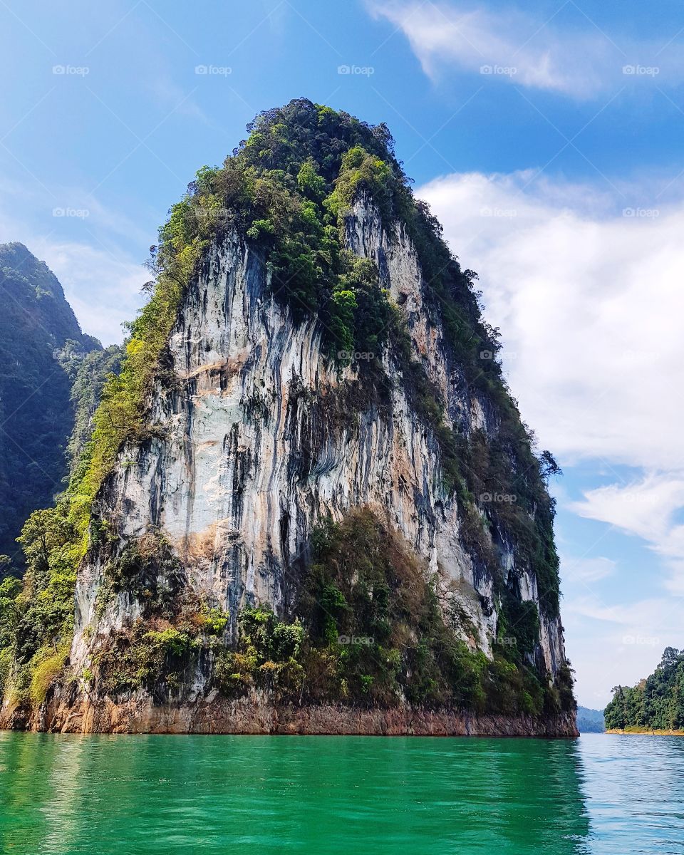 Scenic view of mountain and lake
