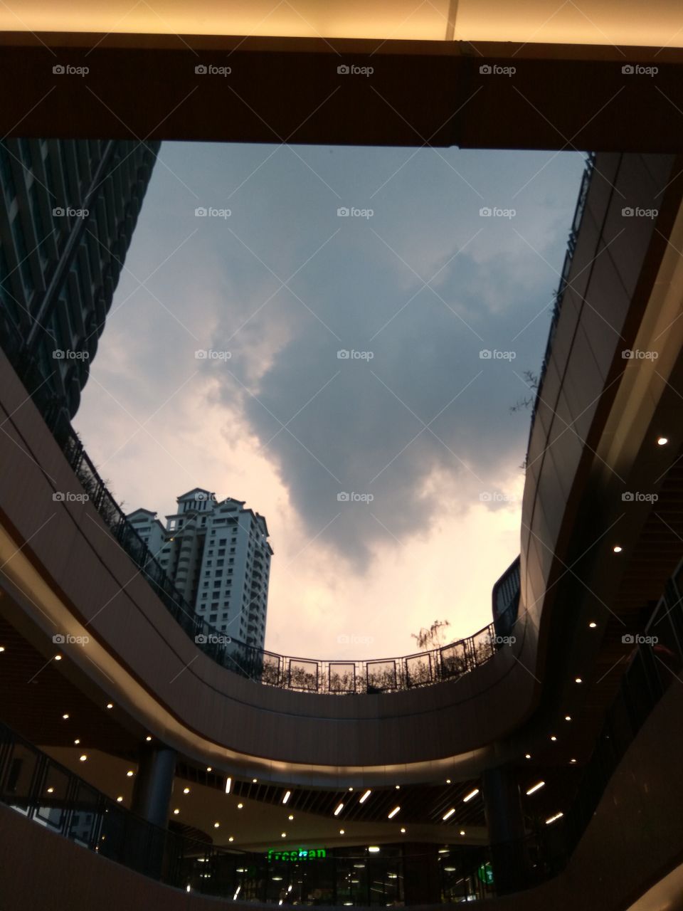 A view of sunset from inside