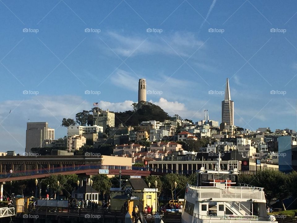 View of Coit Tower and downtown San Francisco 