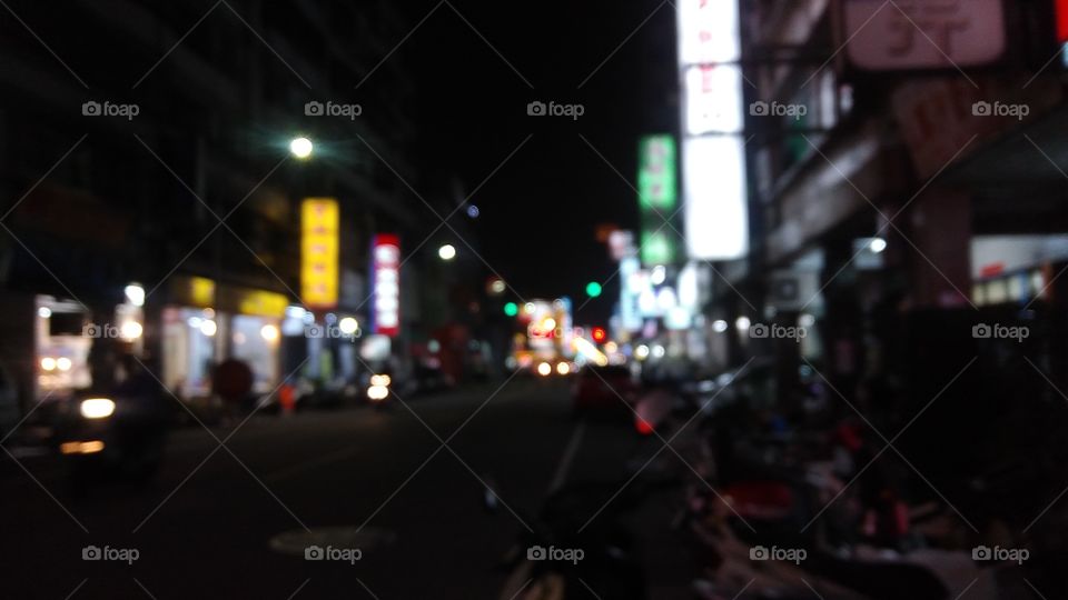 Blurred nightlife in Kaohsiung streets