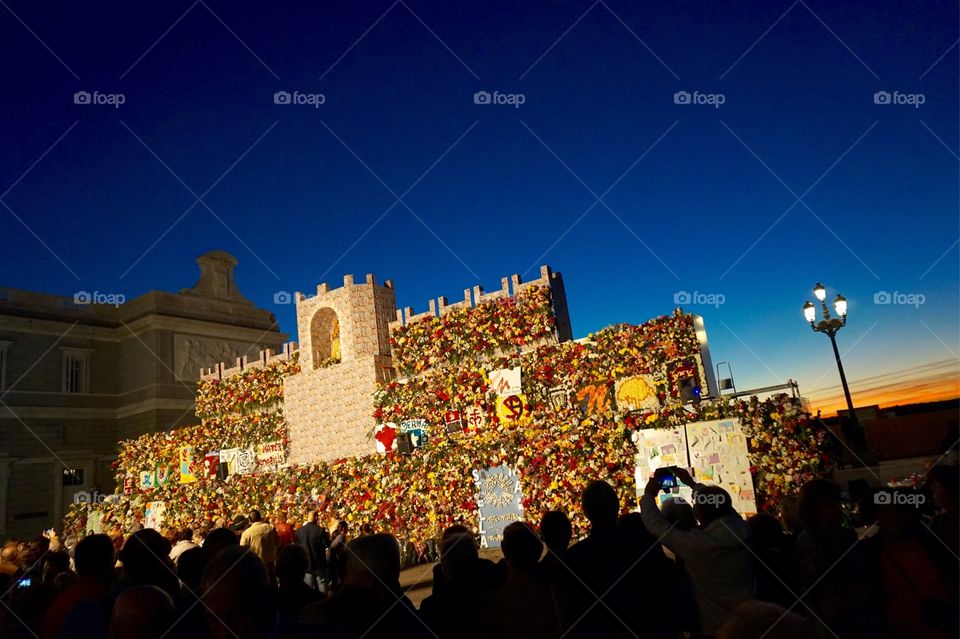 Flower offering for Dia de la Almudena, Madrid