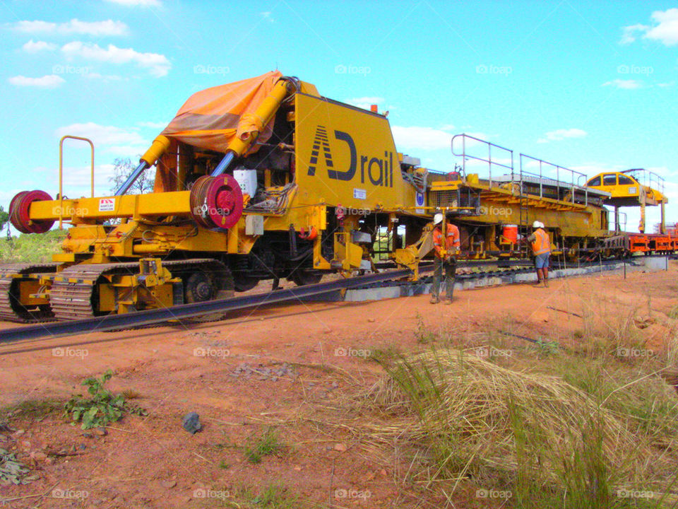 Laying the Ghan railway line, Australia.