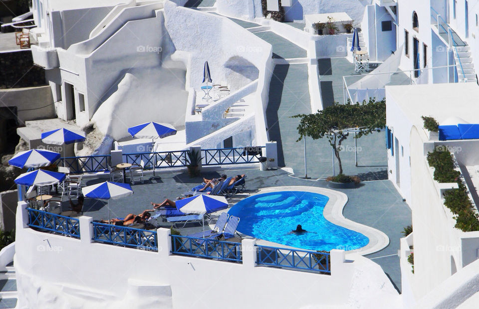 Hotel pool in Oia