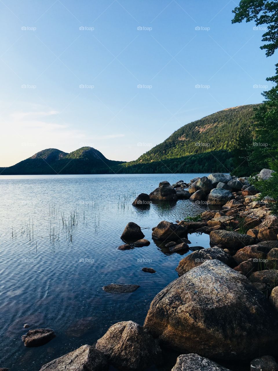 Bubble Mountains as seen from Jordan Pond at Acadia National Park 