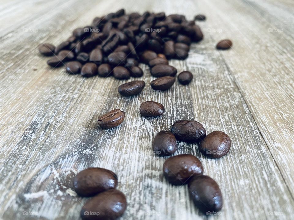 Coffee beans on the table 