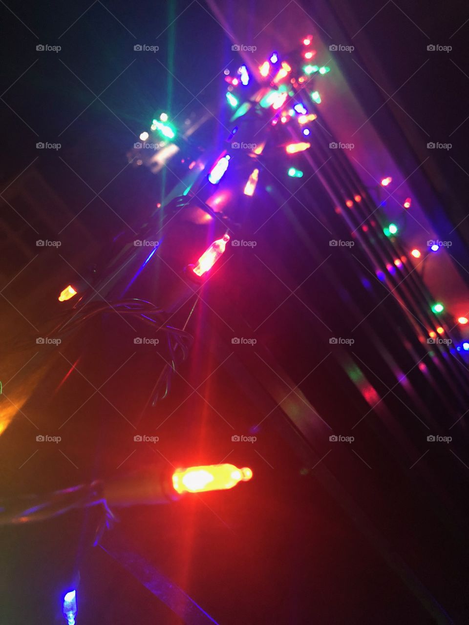 Colorful Christmas lights.