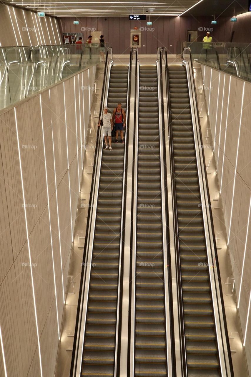 Escalators at the light rail station 