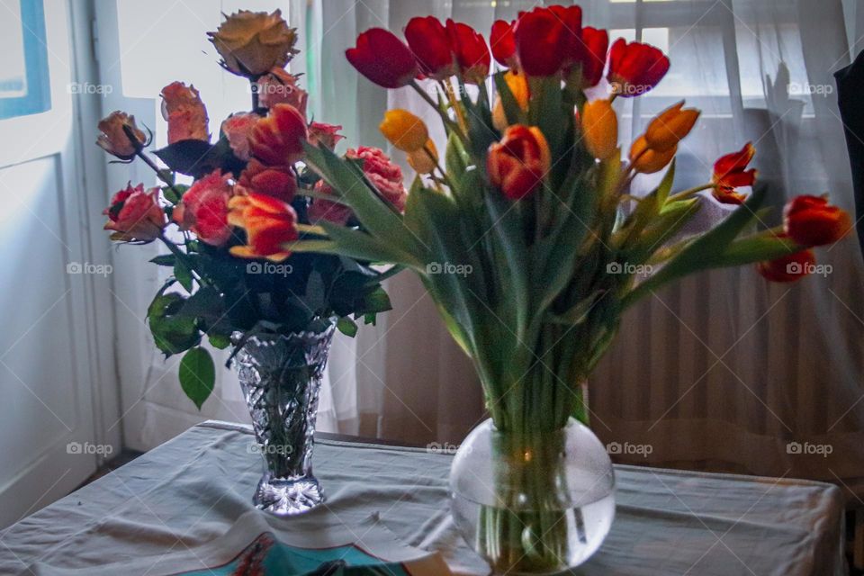 Spring floweres in a vase