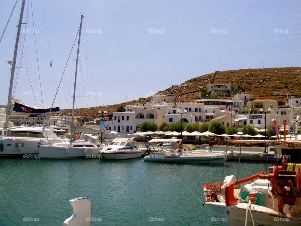 beach sky blue boats by k_thalia